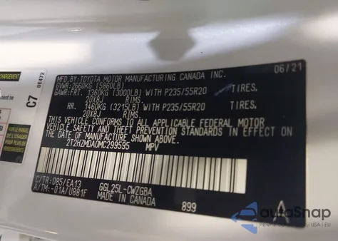 2021 Lexus Rx 350 z USA, uszkodzony, nr VIN 2T2HZMDA0MC299595